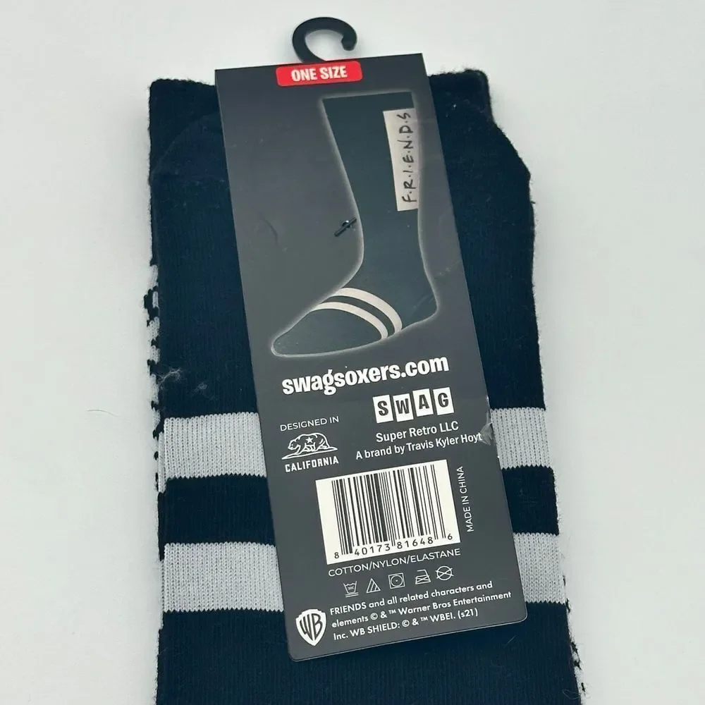 FRIENDS TV SERIES Crew Socks Swag Soxers Super Retro Black and White‎